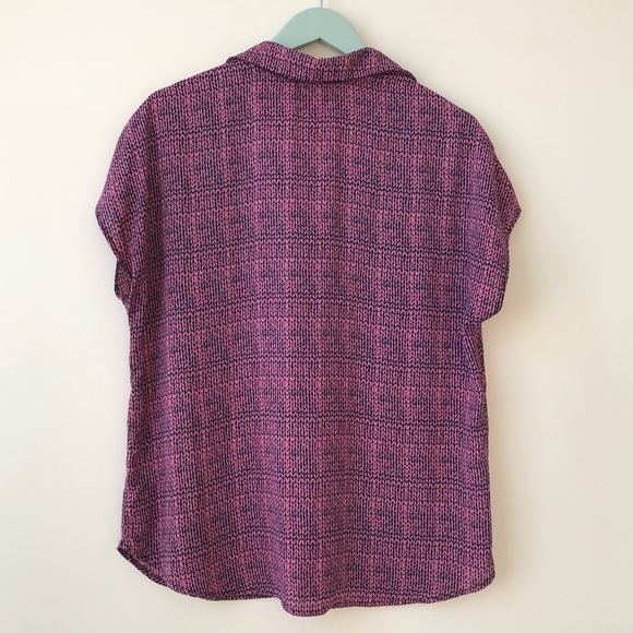 Pleione Pink Knit Print V Neck Blouse - Picture 2 of 6